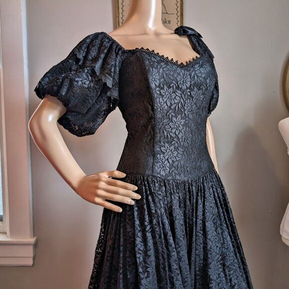 Vintage Scott McClintock Gothic Gown Black Dress Southern Belle Witchy Regency - Picture 13 of 13